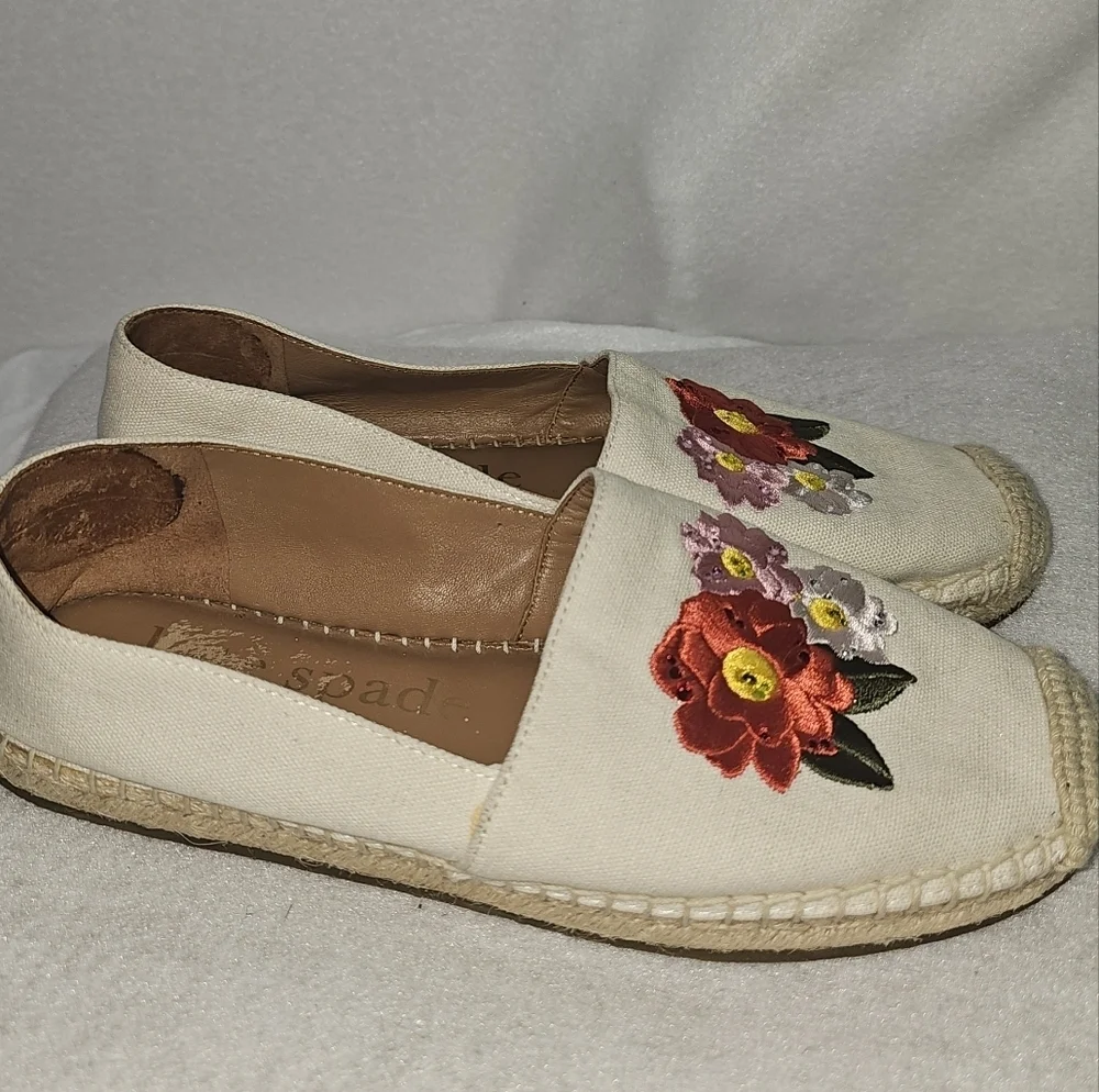 Kate Spade Dahlia Floral Embroidered Espadrilles Sz 6B